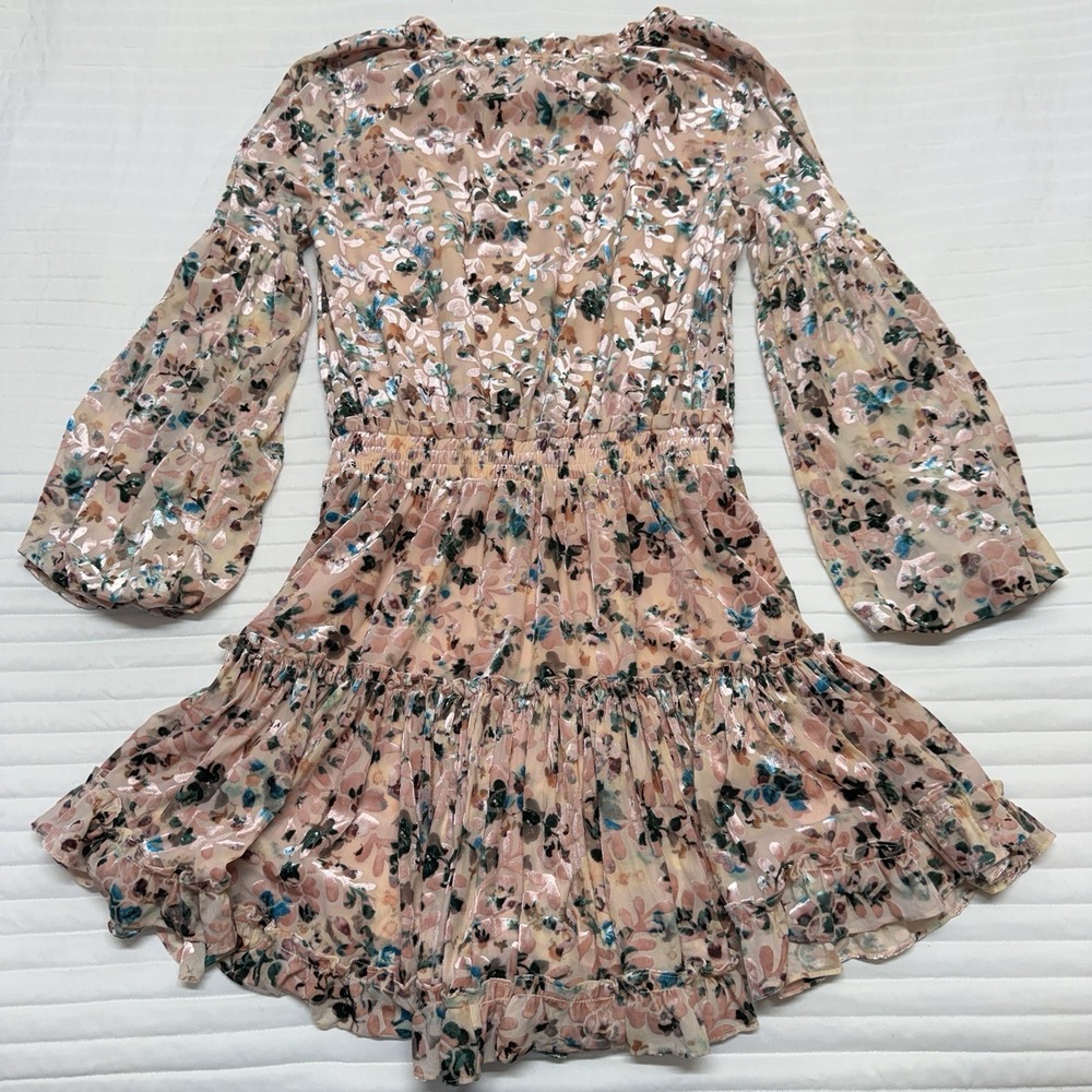 Buddy Love Women's Floral Print Elastic Waist Tiered Mini Dress Size‎ Medium - Picture 2 of 8